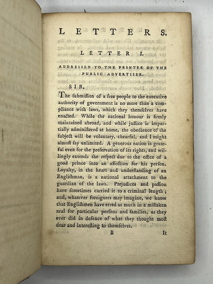 The Letters of Junius 1770 Rare Pirated Edition