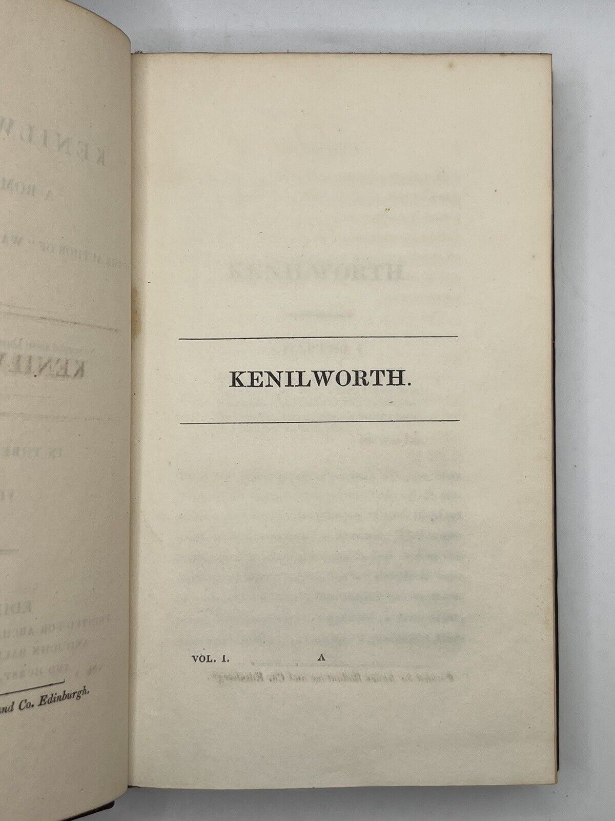 Kenilworth; a Romance by Sir Walter Scott 1821 First Edition