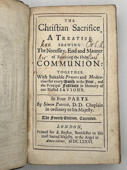 The Christian Sacrifice by Simon Patrick 1676