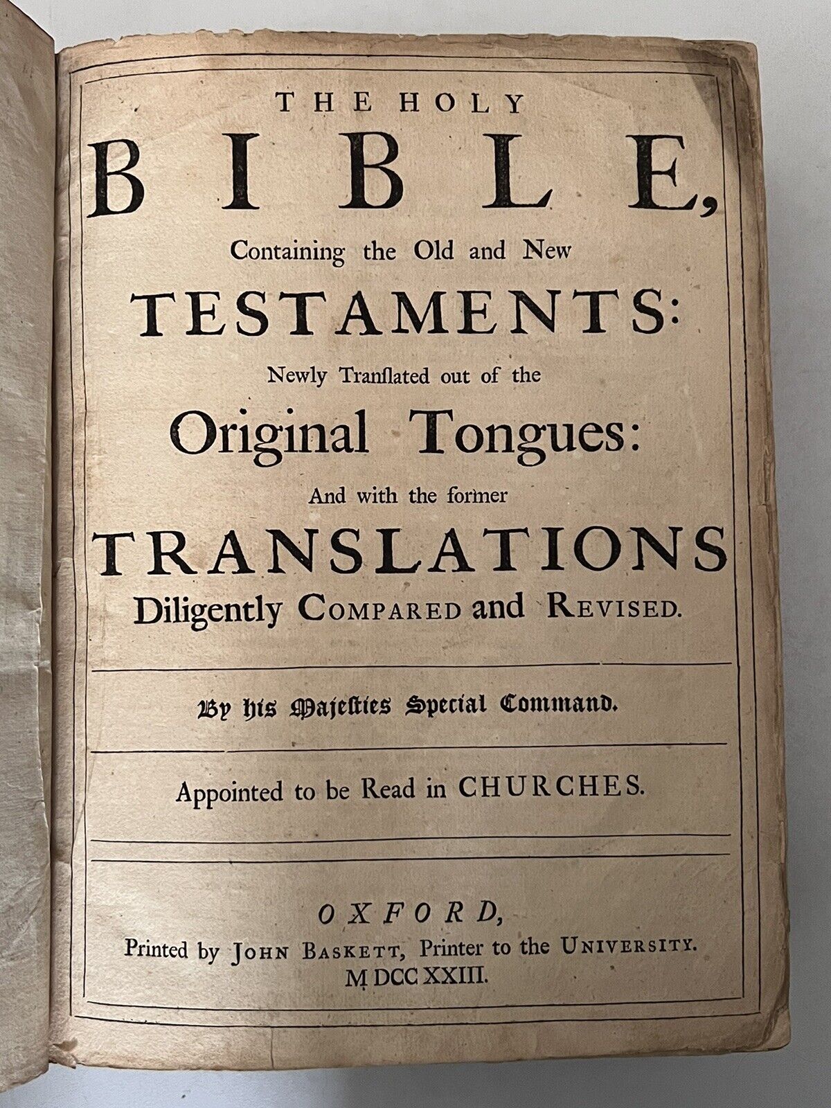 King James Bible 1723 John Baskett