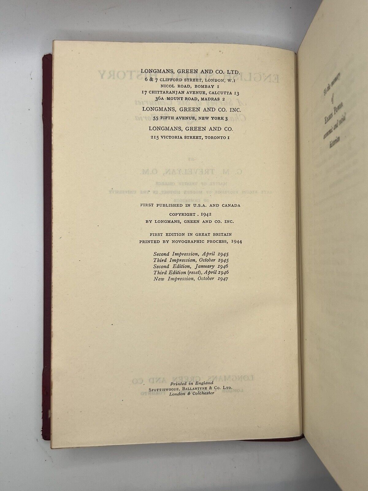 The Social History of England by G. M. Trevelyan 1947