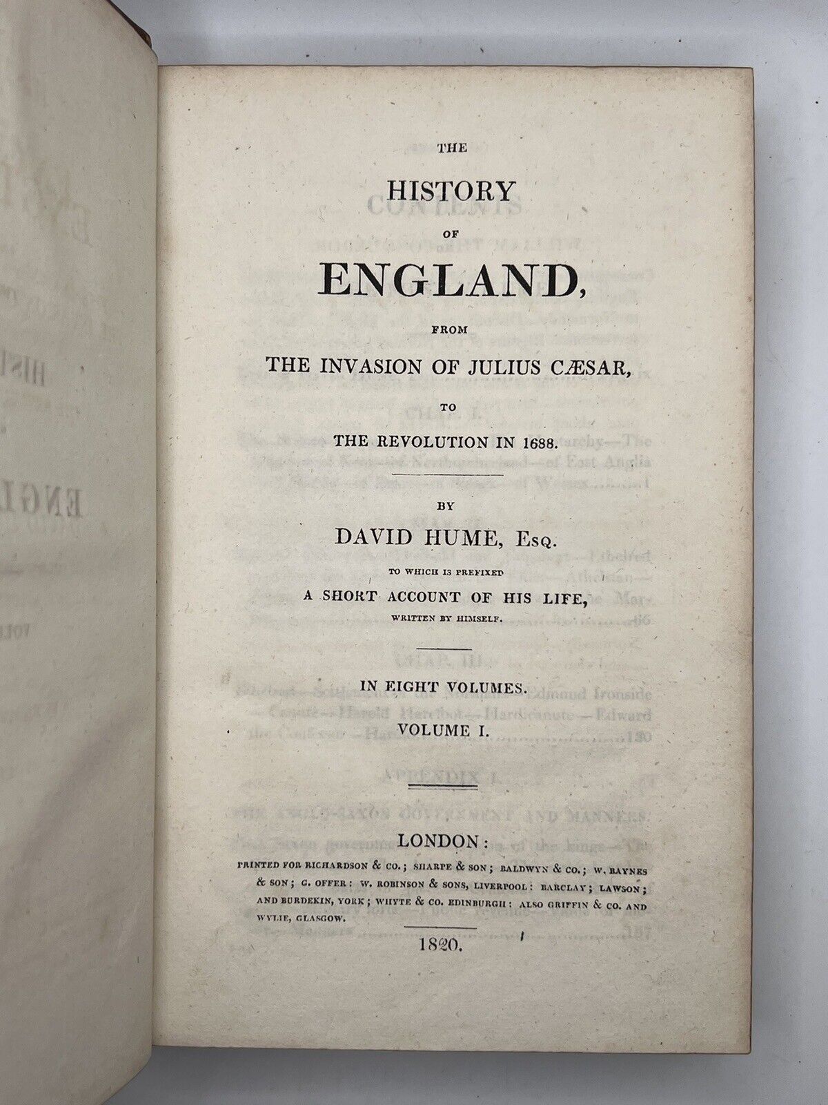 The History of England by David Hume & Tobias Smollett 1820