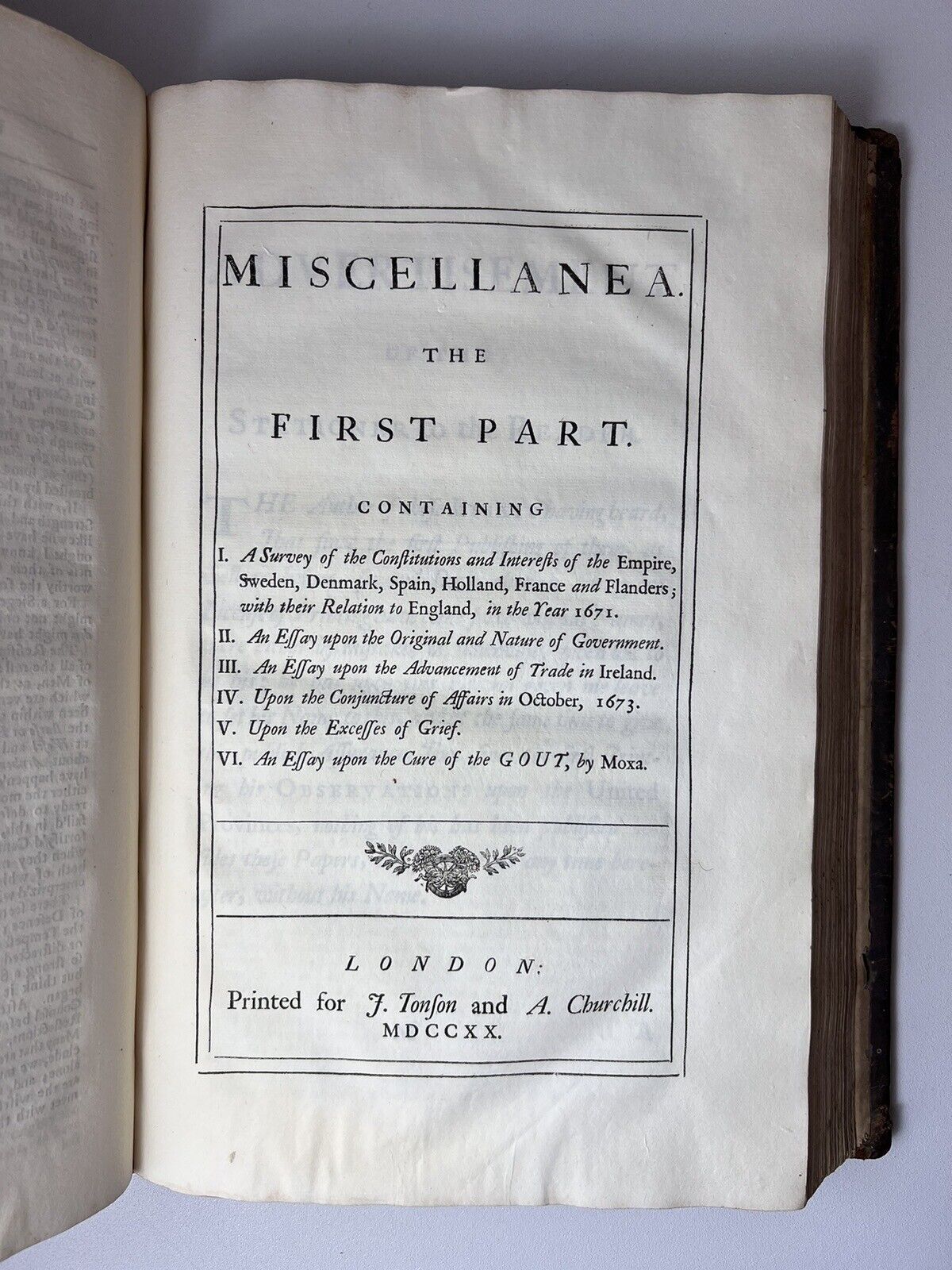 The Works of Sir William Temple 1720 First Edition