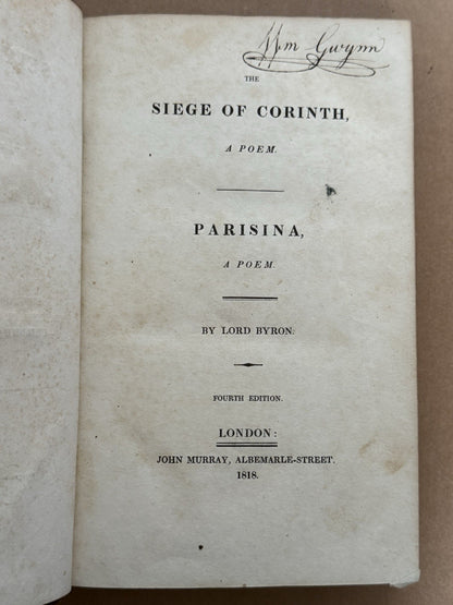Select Poems by Lord Byron 1823; Childe Harold 1st ed.