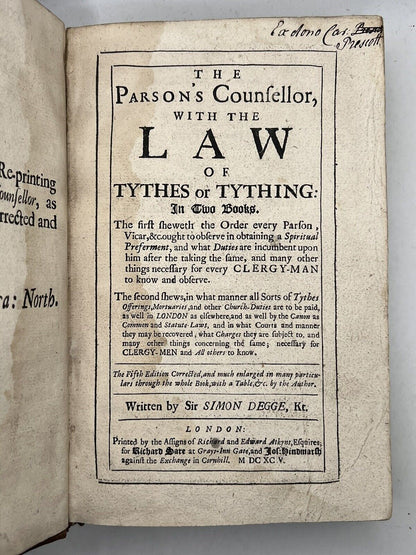 The Law of Tythes by Sir Simon Degge 1695