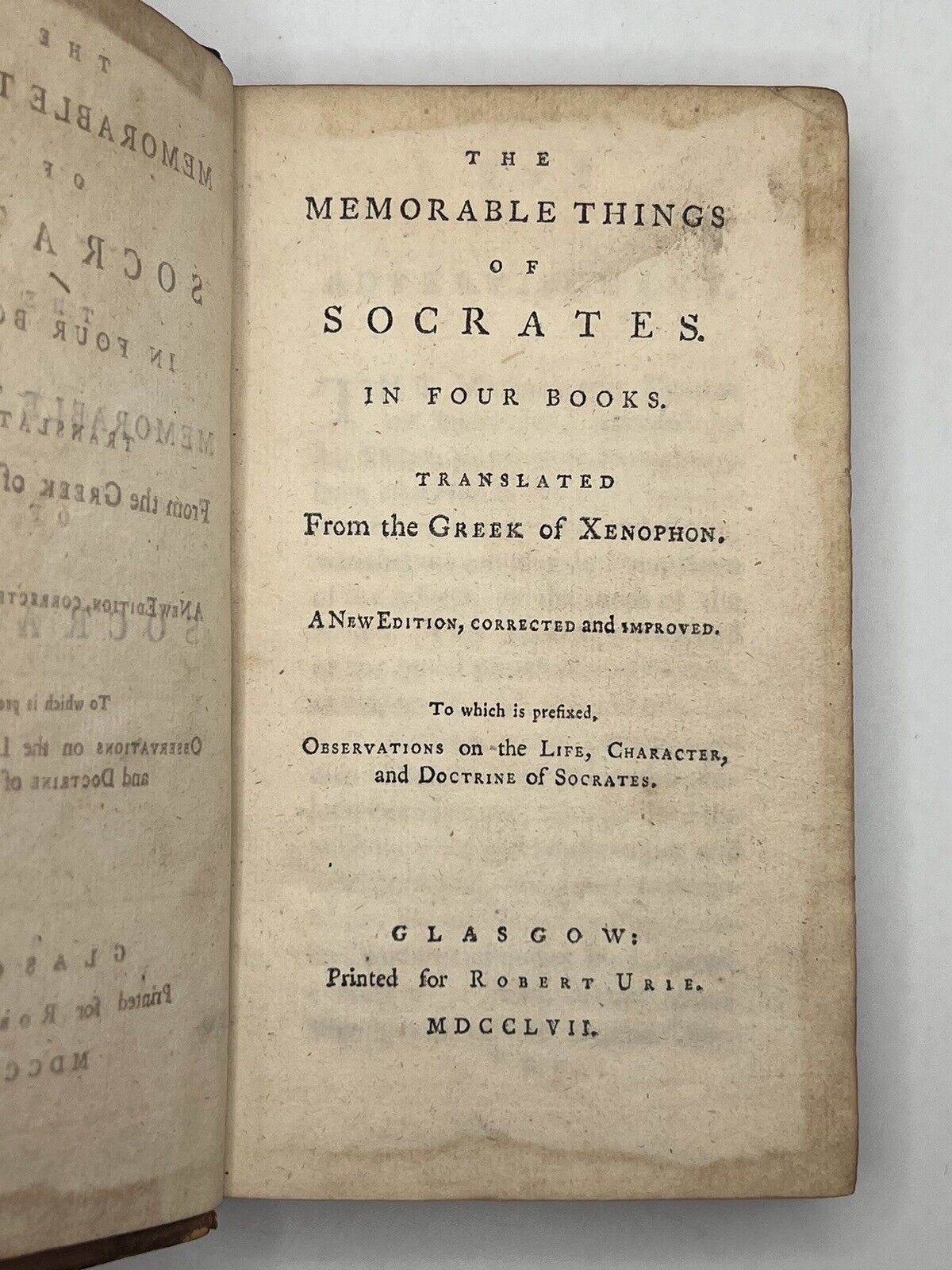 The Memorable Things of Socrates from Xenophon 1757