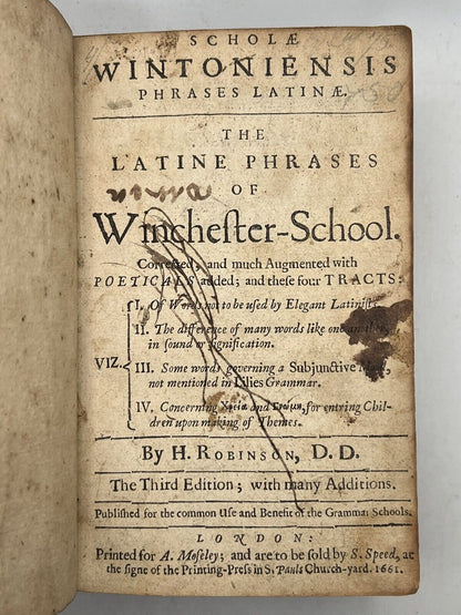 Education, Latin Thomas Drax & H Robinson 1631-1661