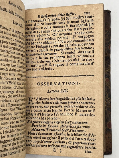 The Letters of the Beasts 1673 First Edition