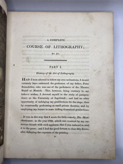 Senefelder's History of Lithography 1819 First English Edition