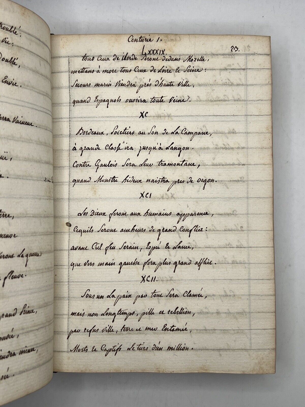 The Prophecies of Nostradamus c.1790 Handwritten Manuscript