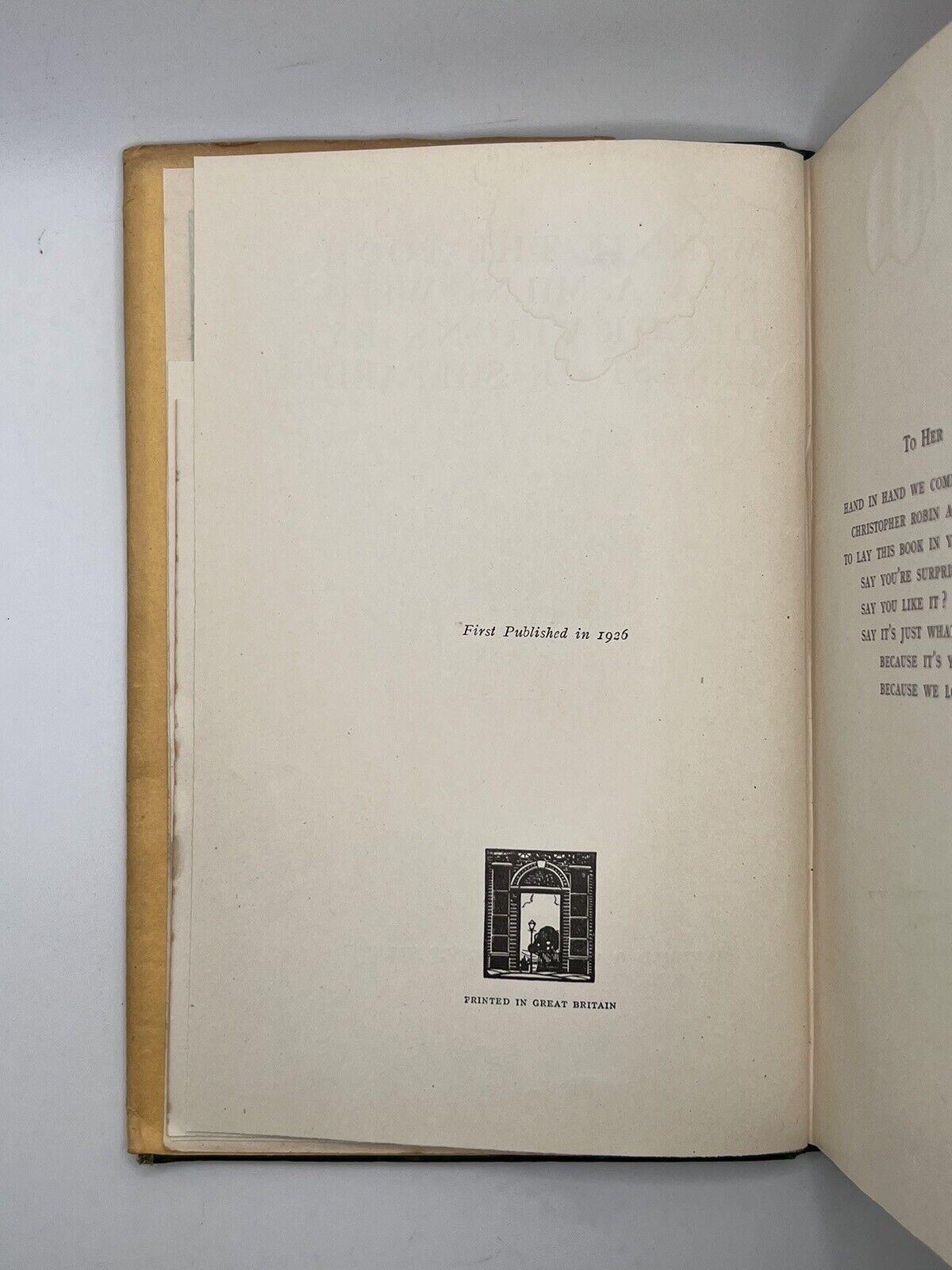 Winnie the Pooh by A. A. Milne 1926  First Edition, First Impression