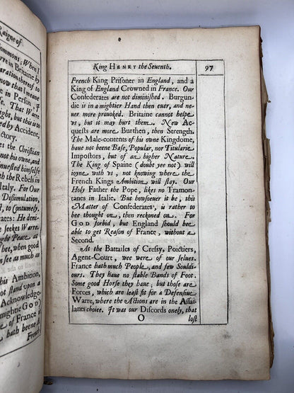 The Historie of King Henry the Seventh by Francis Bacon 1622 First Edition