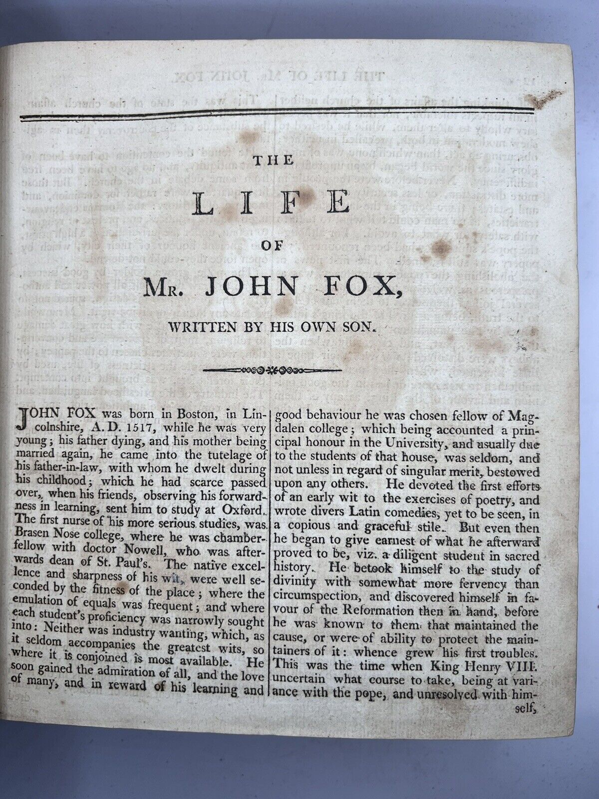 John Foxe's Book of Martyrs, or Christian Martyrology 1803