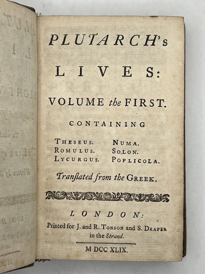 Plutarch's Lives by John Dryden 1749