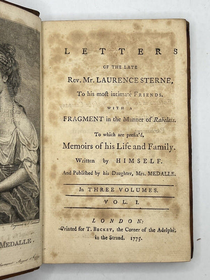 The Letters of Laurence Sterne in 3 Vols 1775 First Edition