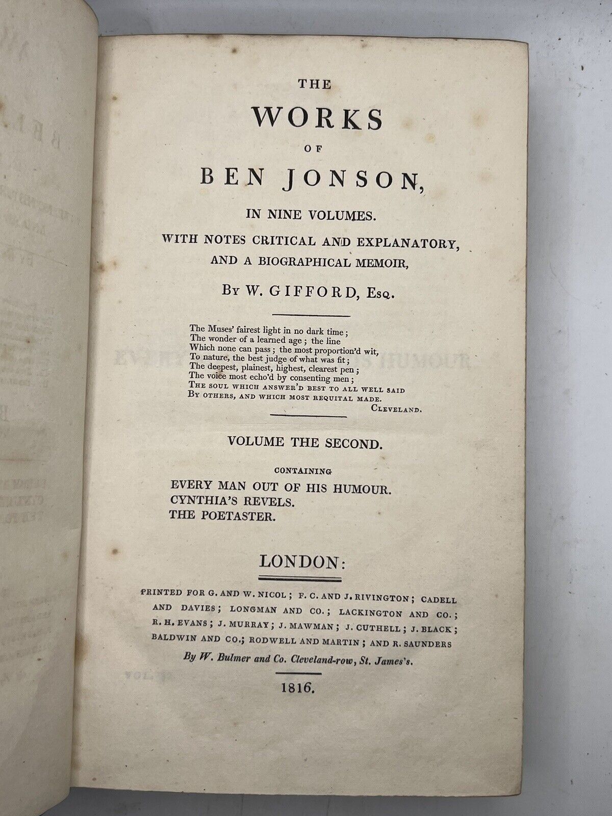 The Works of Ben Jonson 1816