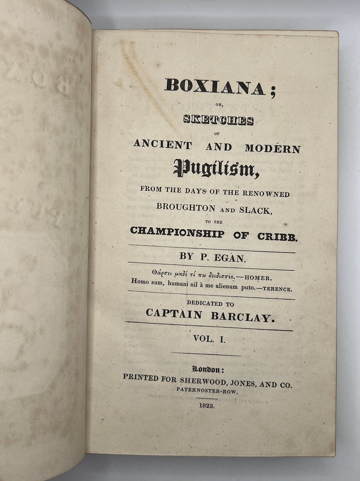 The History of Boxing by Pierce Egan; Boxiana 1823-1829