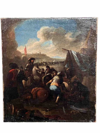 Jacques Courtois (1621-1676) Old Master Painting of a Battle Scene, Spanish Influence