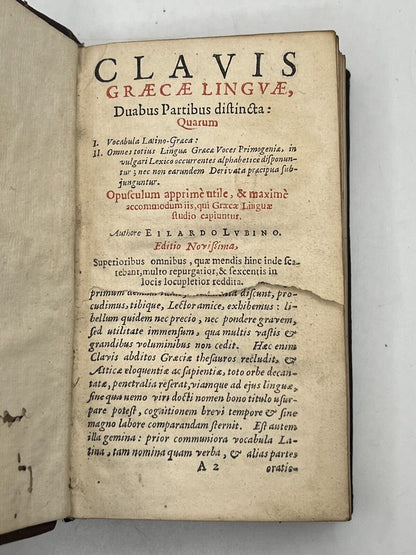 The Key to the Greek Language by Eilardus Lubinus 1647