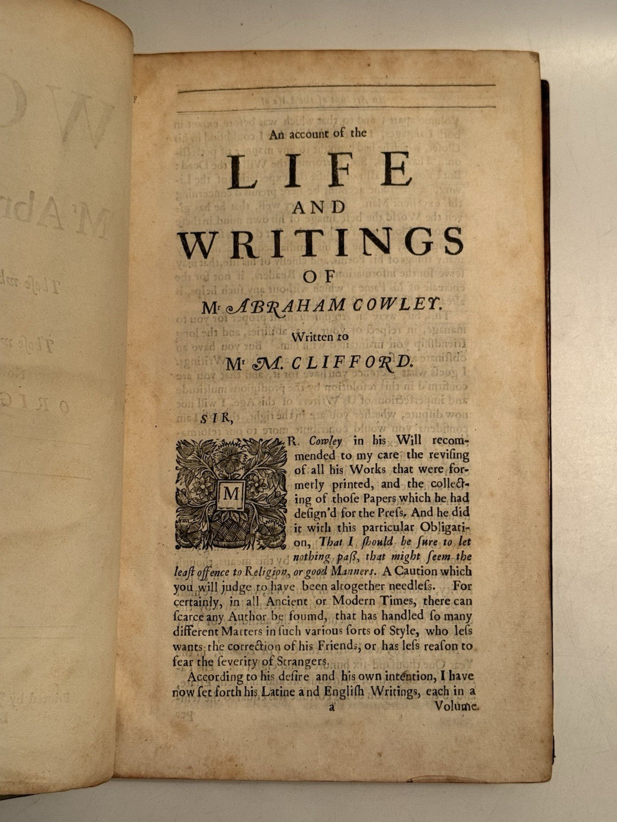 The Works of Abraham Cowley 1674-1689