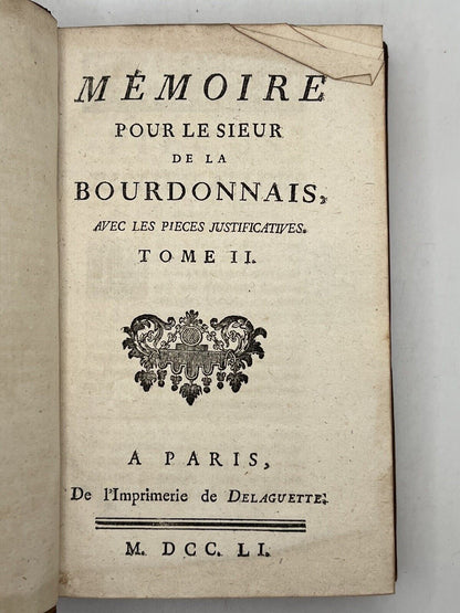 The Memoirs of Bourdonnais 1751 French & Indian History