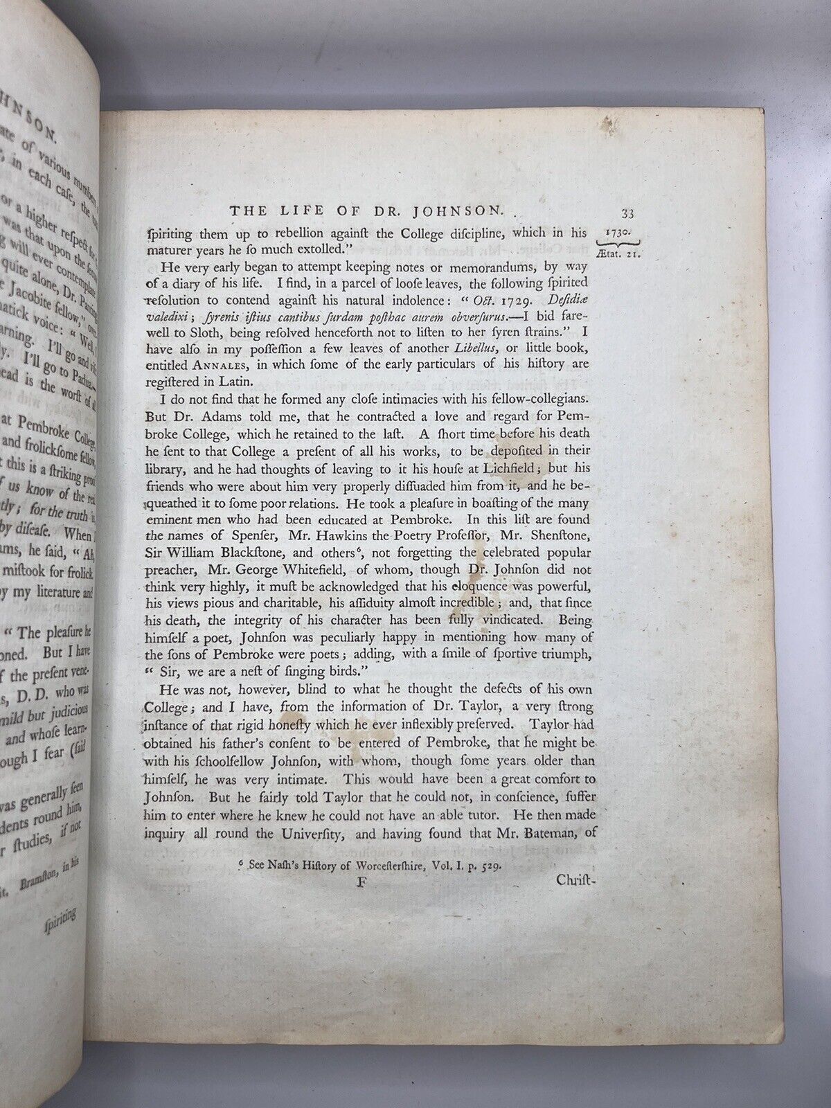 The Life of Samuel Johnson by James Boswell 1791 First Edition