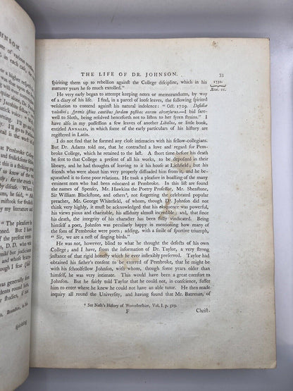 The Life of Samuel Johnson by James Boswell 1791 First Edition