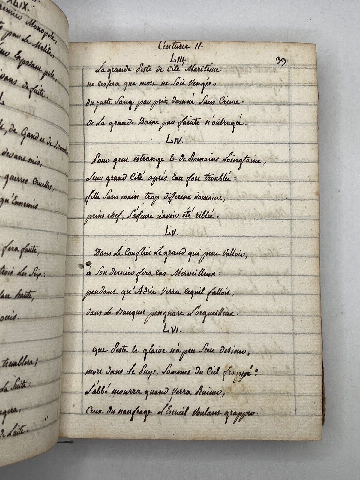 The Prophecies of Nostradamus c.1790 Handwritten Manuscript