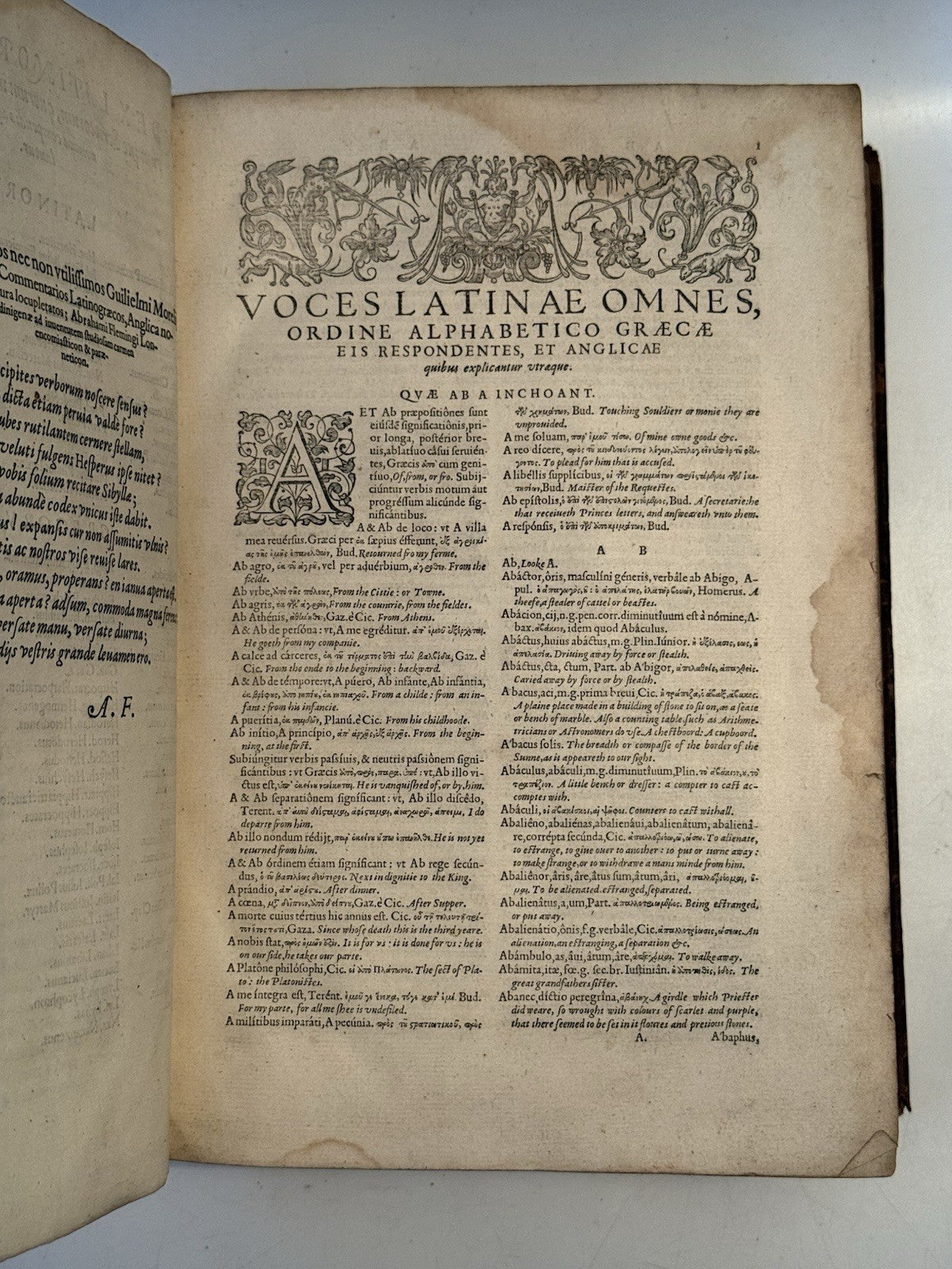 Trilingual Latin-Greek-English Lexicon by Guillaume Morel 1583