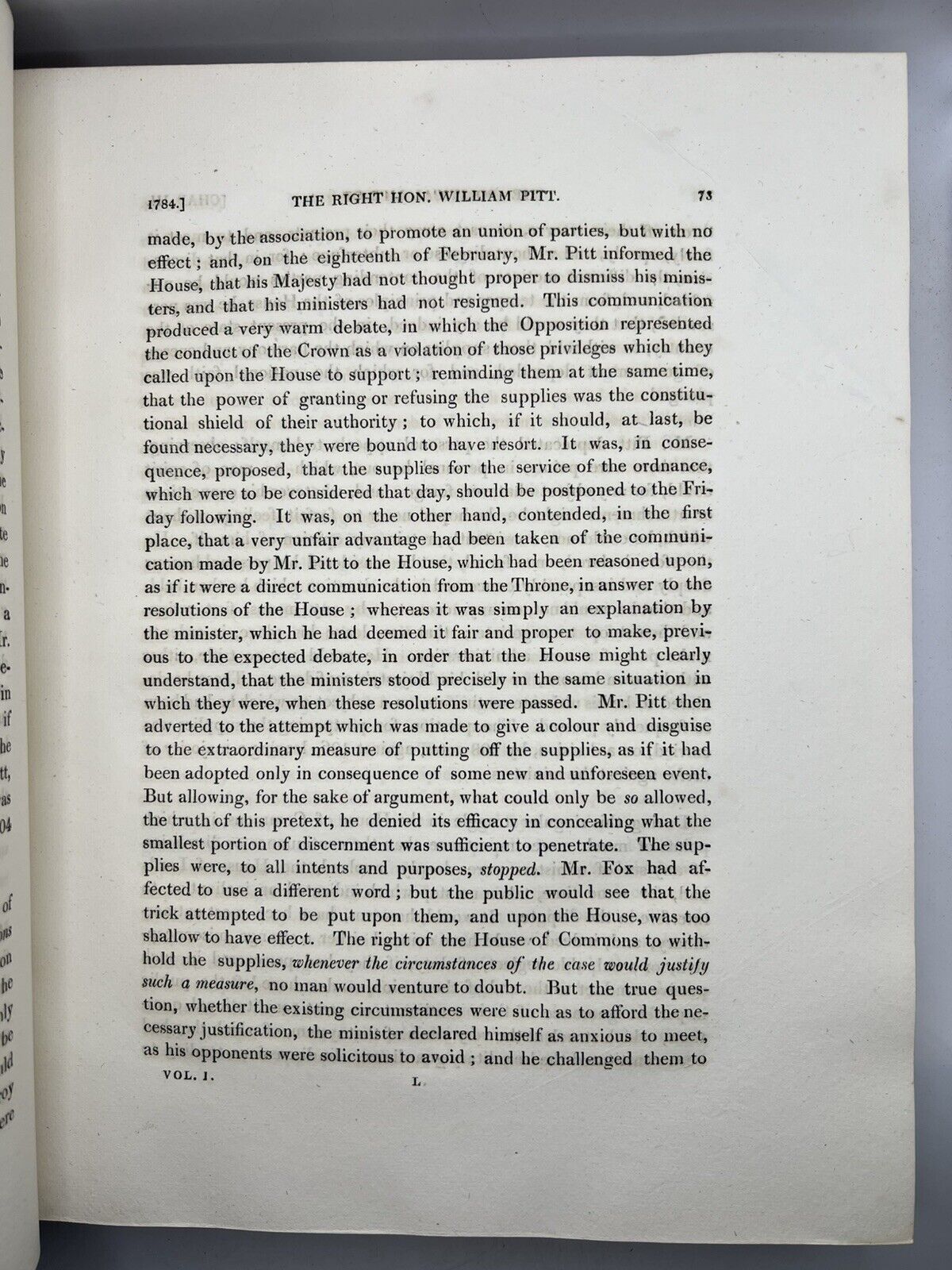 A History of The Political Life of William Pitt by John Gifford 1809