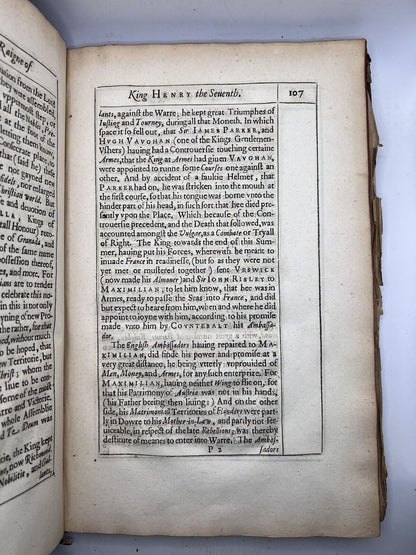 The Historie of King Henry the Seventh by Francis Bacon 1622 First Edition