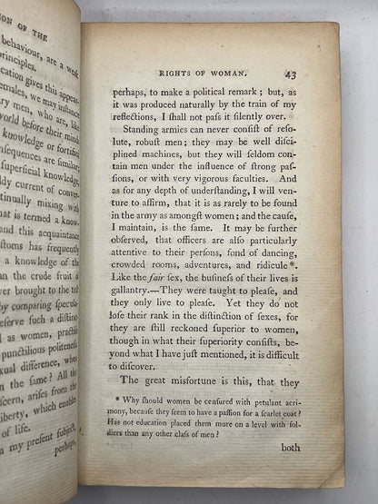 A Vindication of the Rights of Woman by Mary Wollstonecraft 1792 First Edition