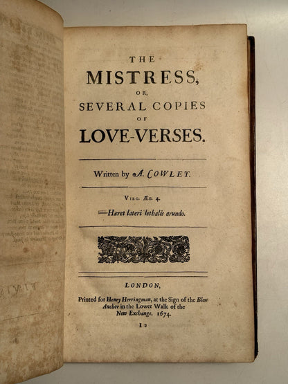 The Works of Abraham Cowley 1674-1689