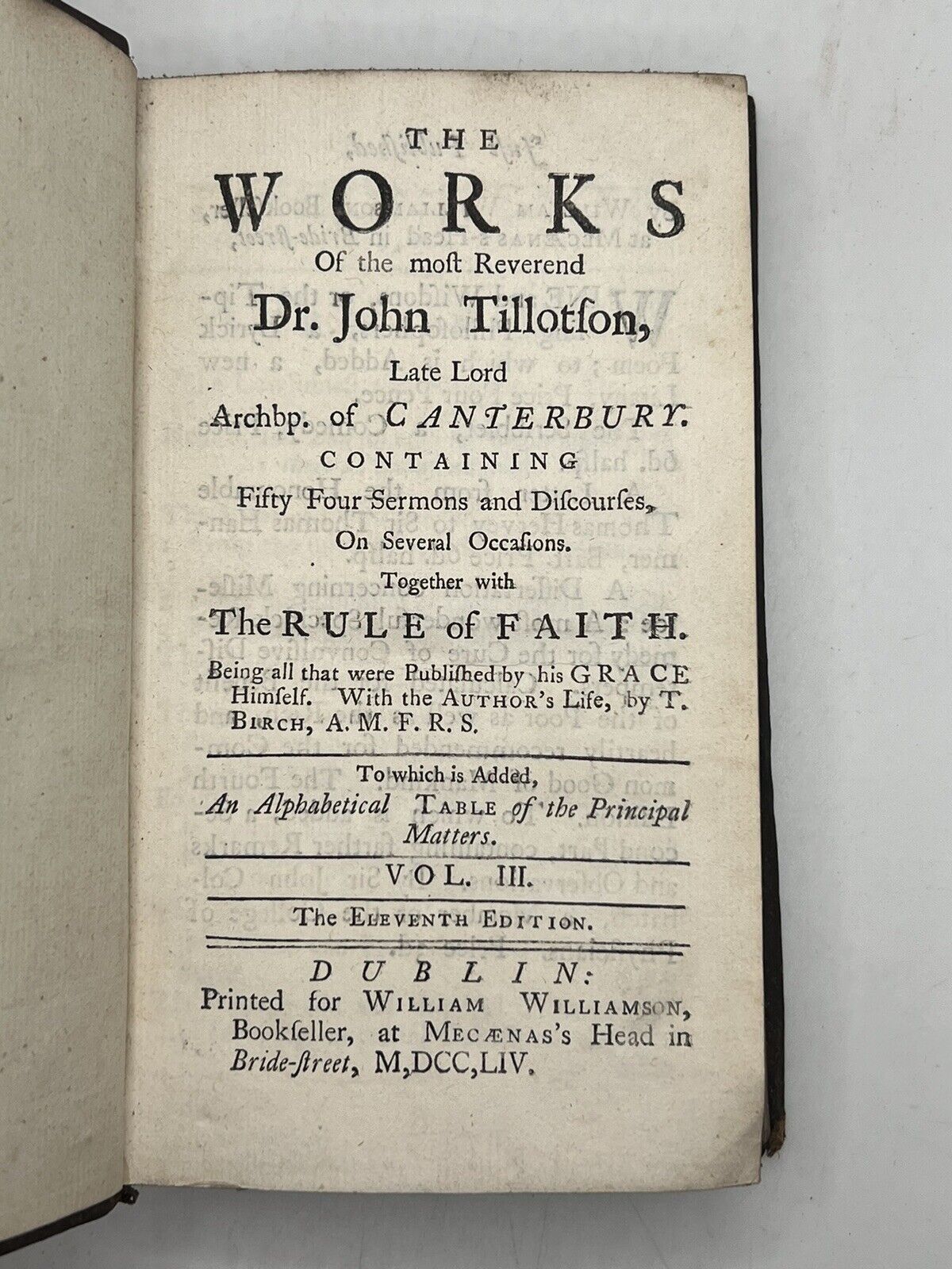 The Works of John Tillotson 1754