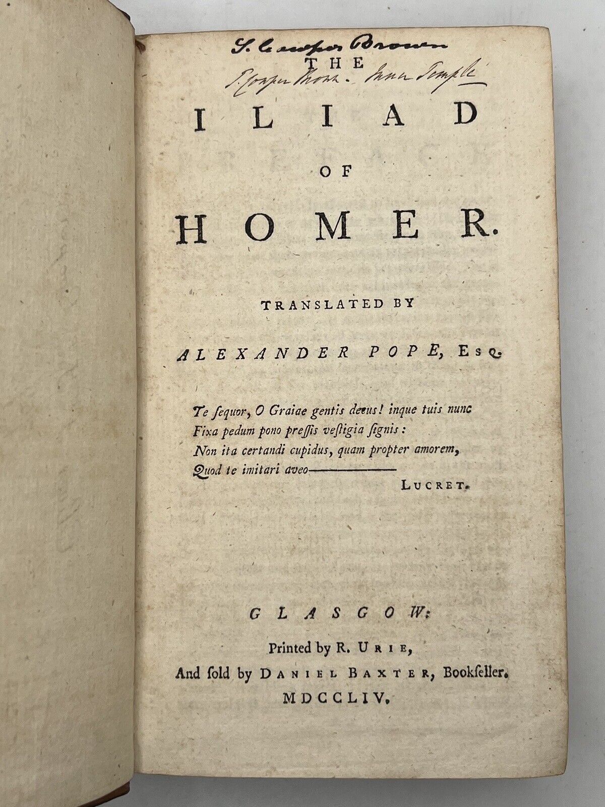 The Iliad of Homer 1754 Alexander Pope