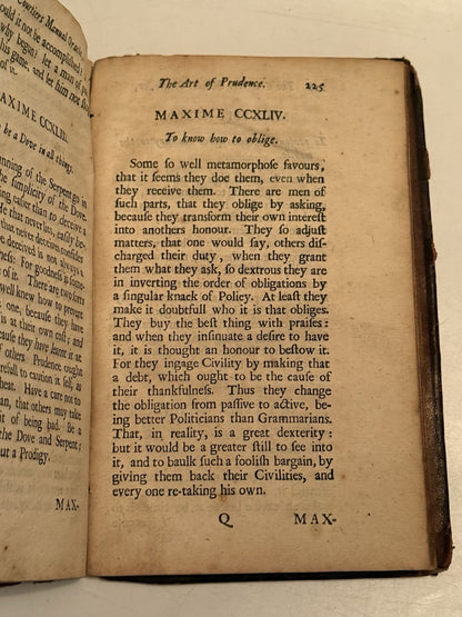 The Courtiers Manual Oracle by Baltazar Gracian 1685 First Edition in English