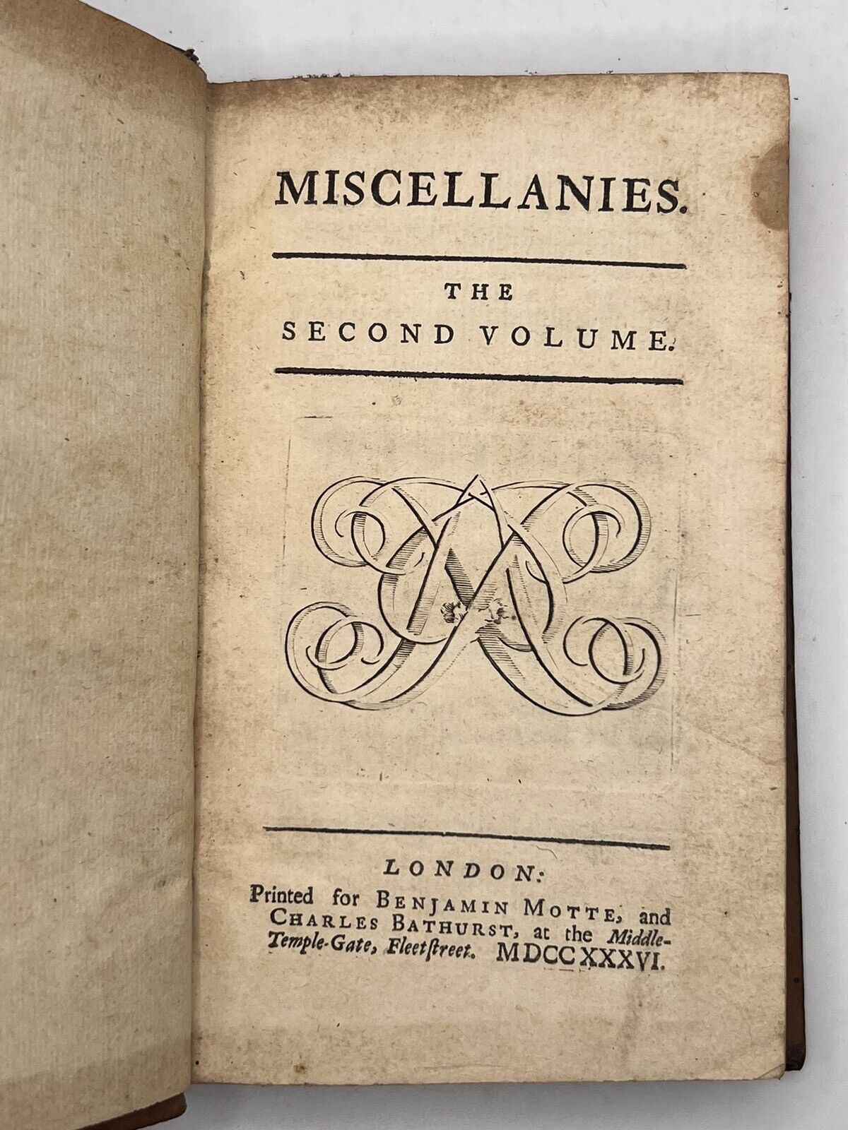 Miscellanies 1736 in Six Volumes Essays, Poems, Verse, Treatise