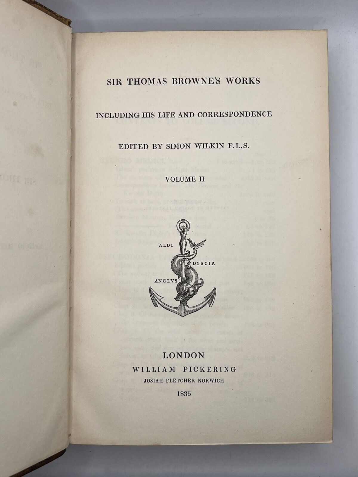 The Works of Sir Thomas Browne 1836