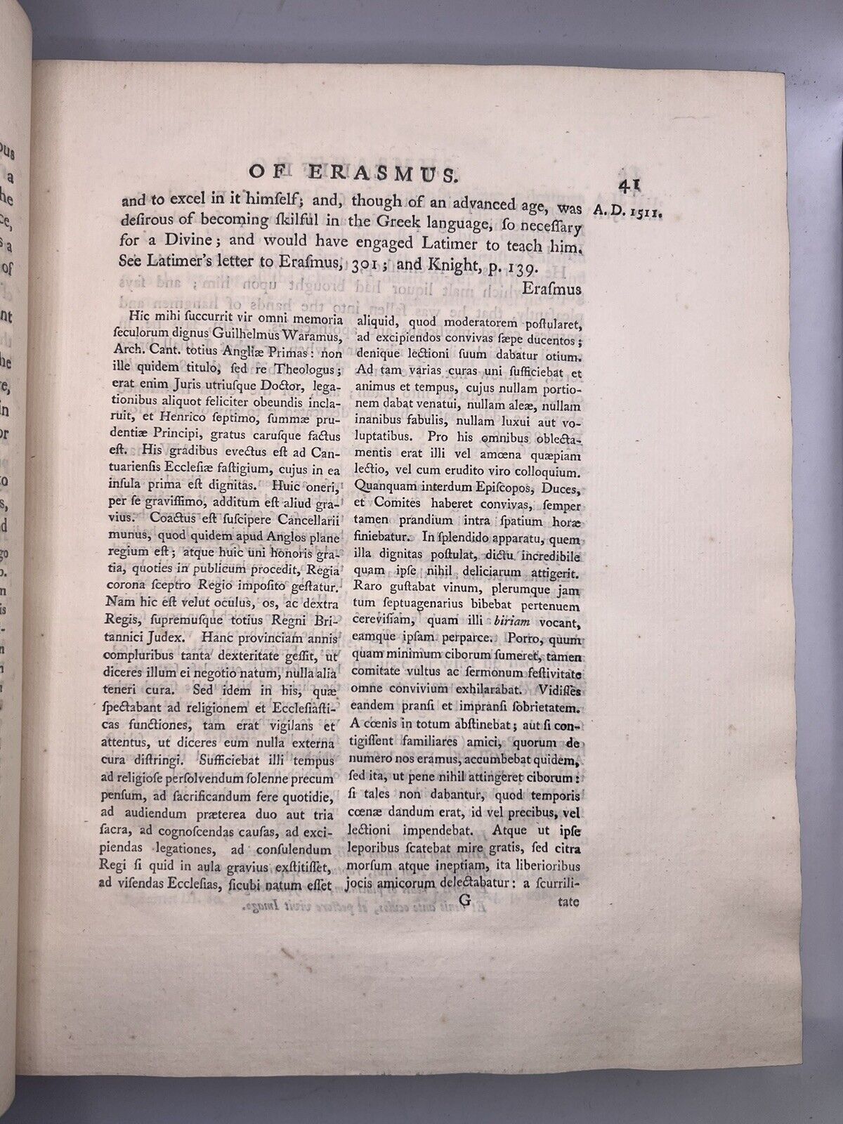 The Life of Erasmus 1758-60 First Edition