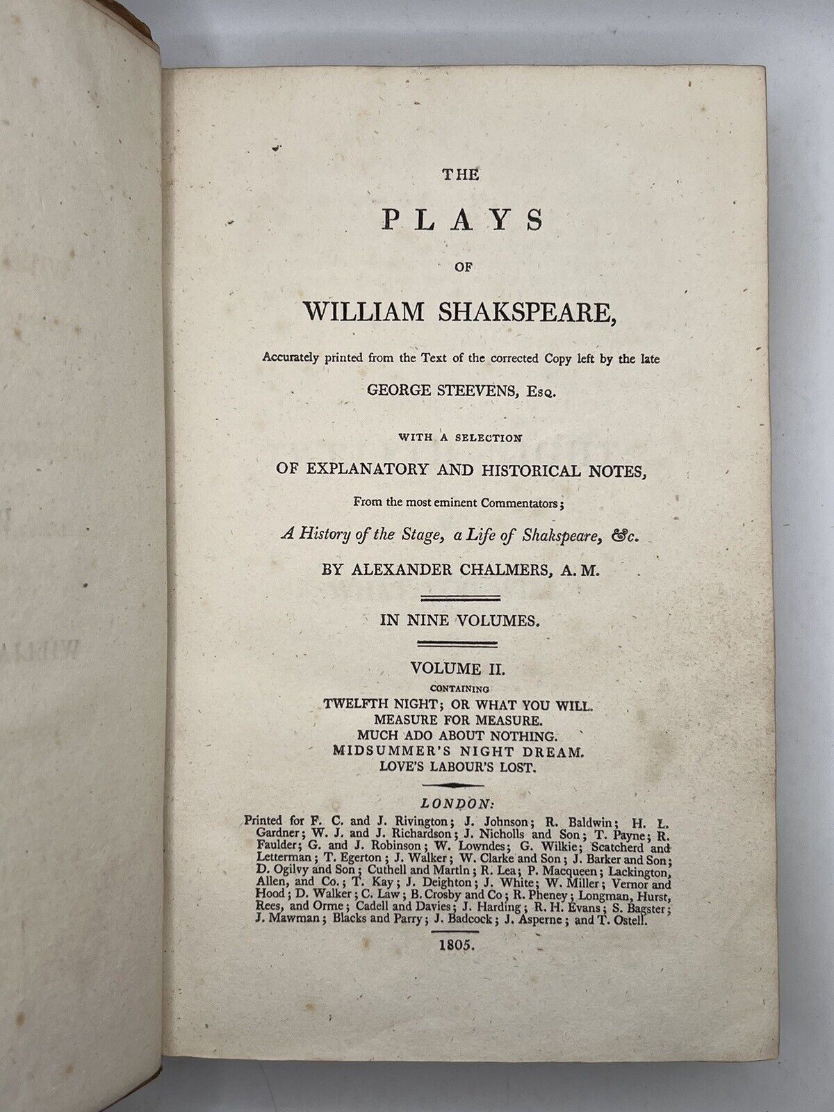 The Plays of William Shakespeare 1805: The Chalmers Edition