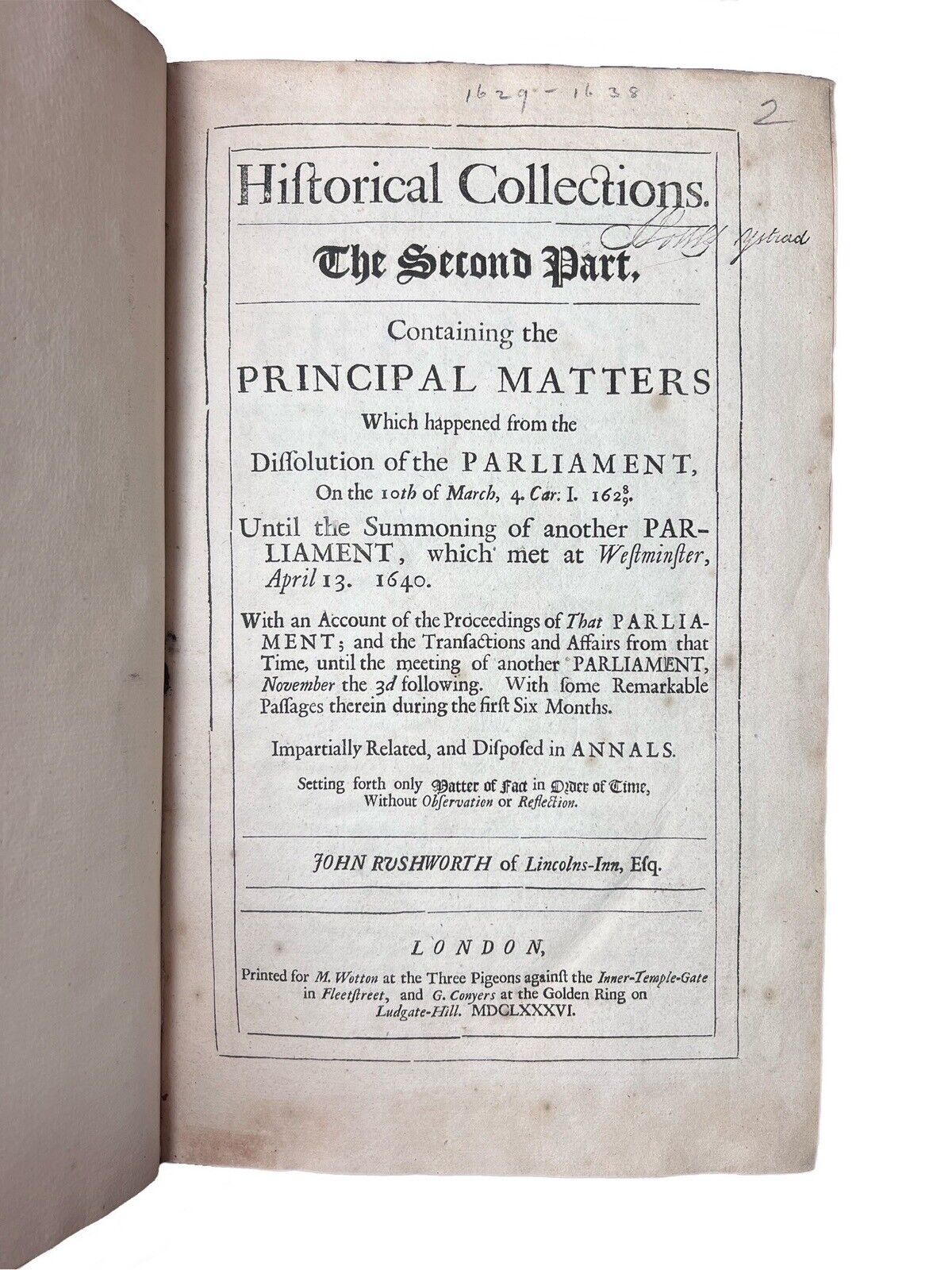 Historical Collections by John Rushworth 1618-1649 First Edition