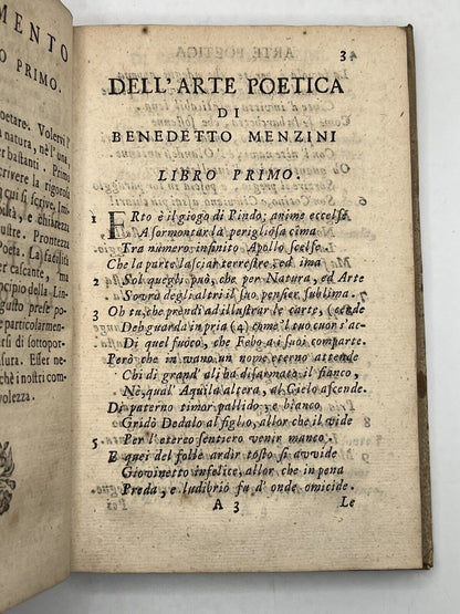 The Art of Poetry by Benedetto Menzini 1728