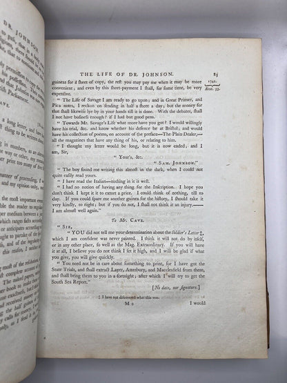 The Life of Samuel Johnson by James Boswell 1791 First Edition