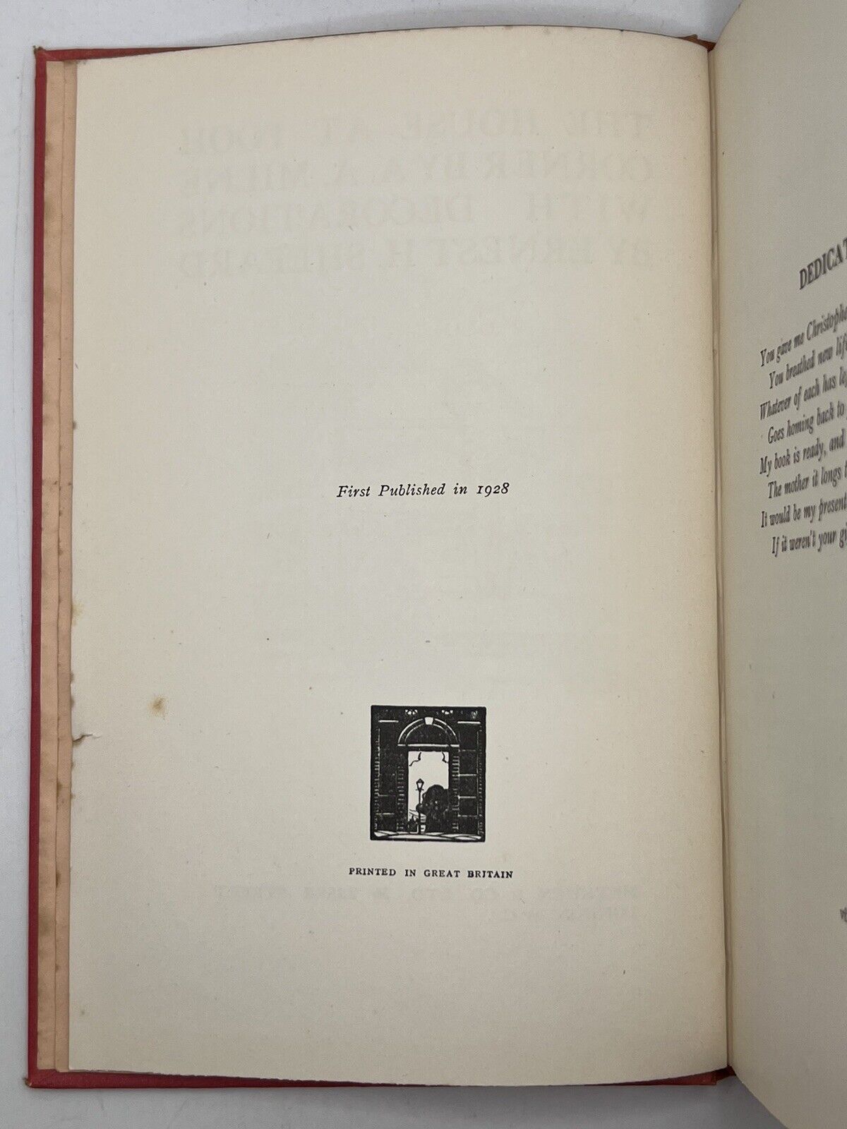 The House at Pooh Corner by A.A. Milne 1928 First Edition First Impression with the Dust Jacket