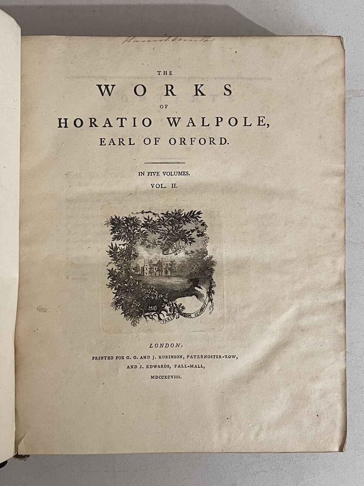 The Works of Horatio Walpole 1798 First Collected Edition