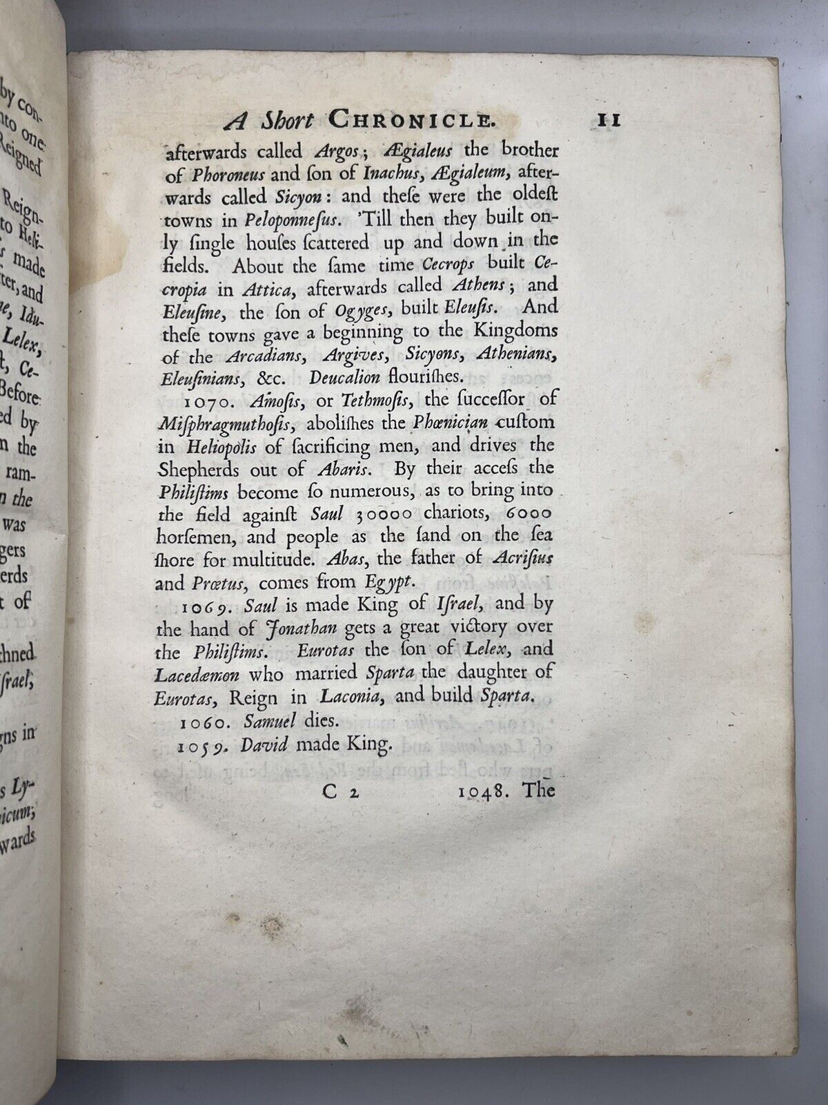 The Chronology of Ancient Kingdoms by Sir Isaac Newton 1728 First Edition