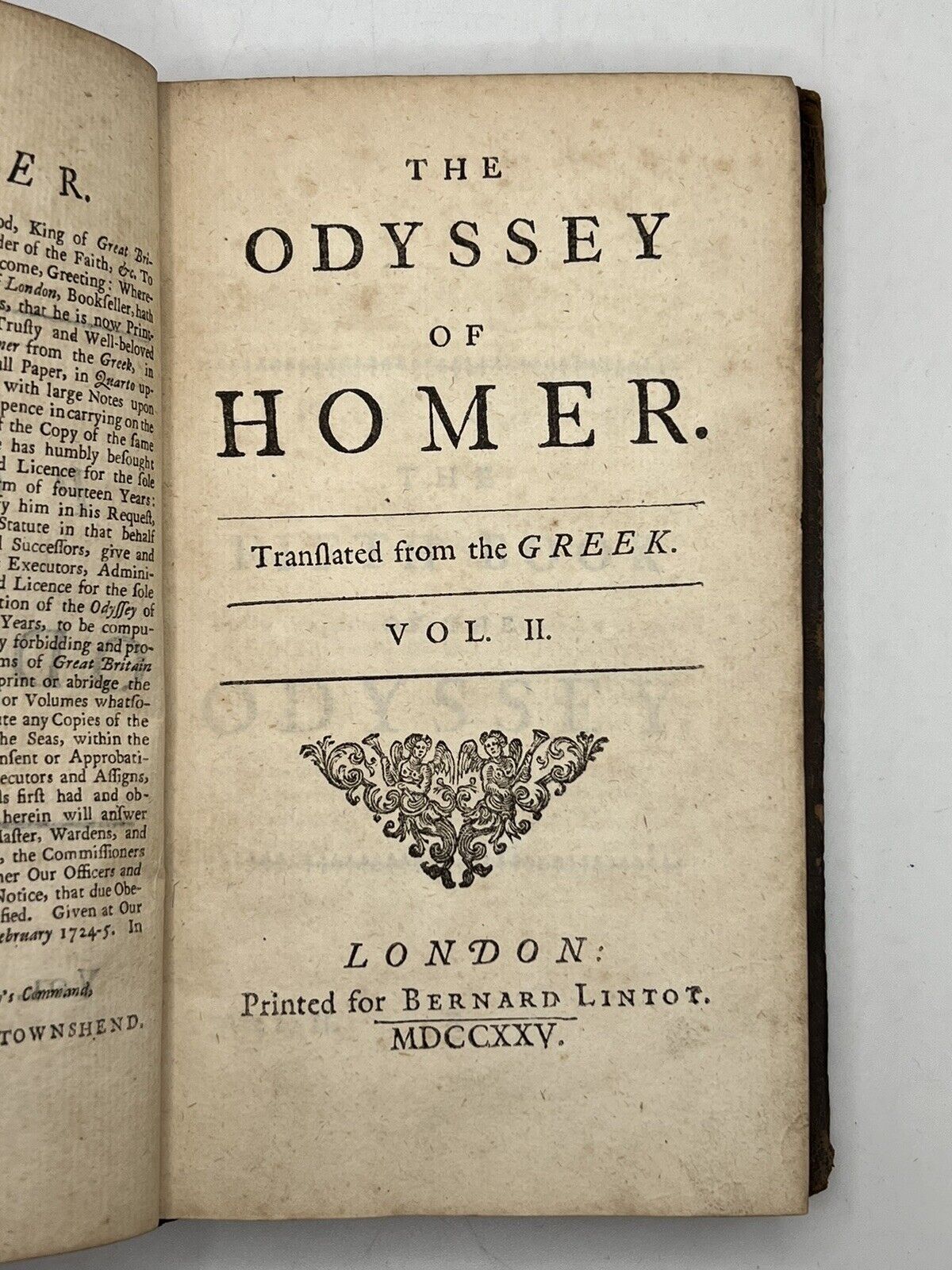 The Odyssey of Homer 1725 Alexander Pope Translation First Edition Thus