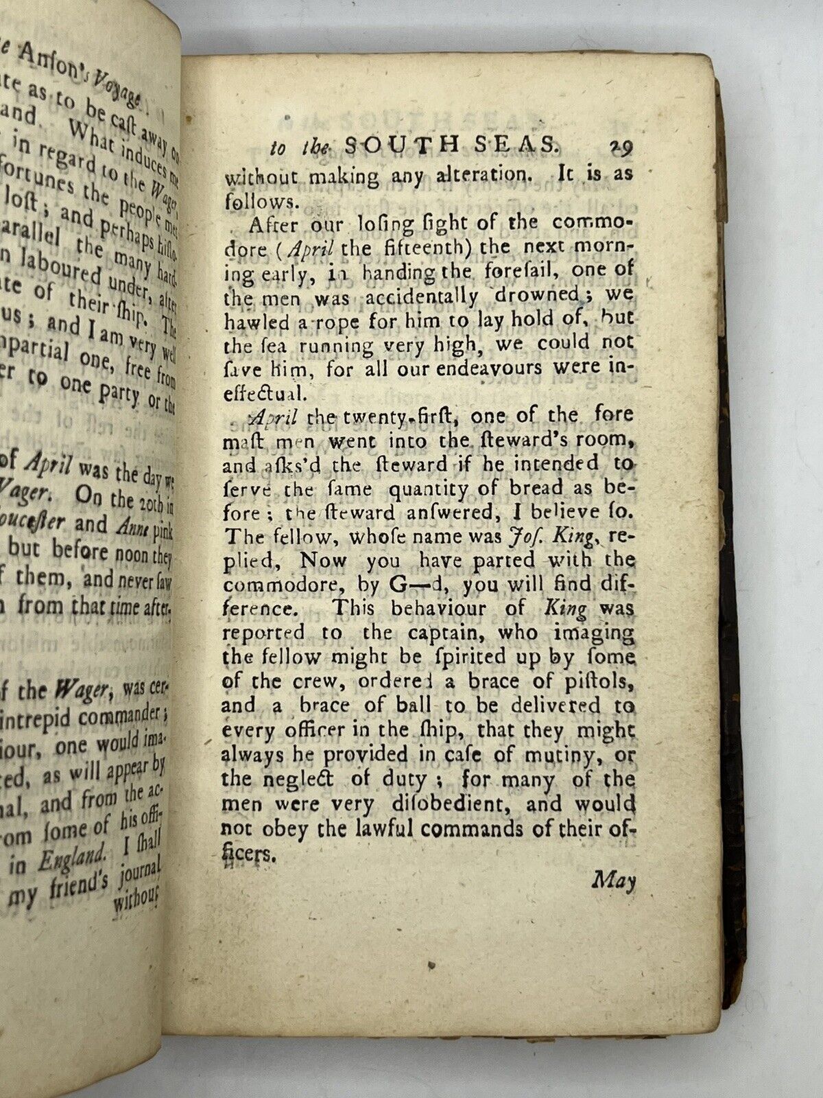 A Voyage to the South-Seas by Commodore Anson 1744 Pirated First Edition