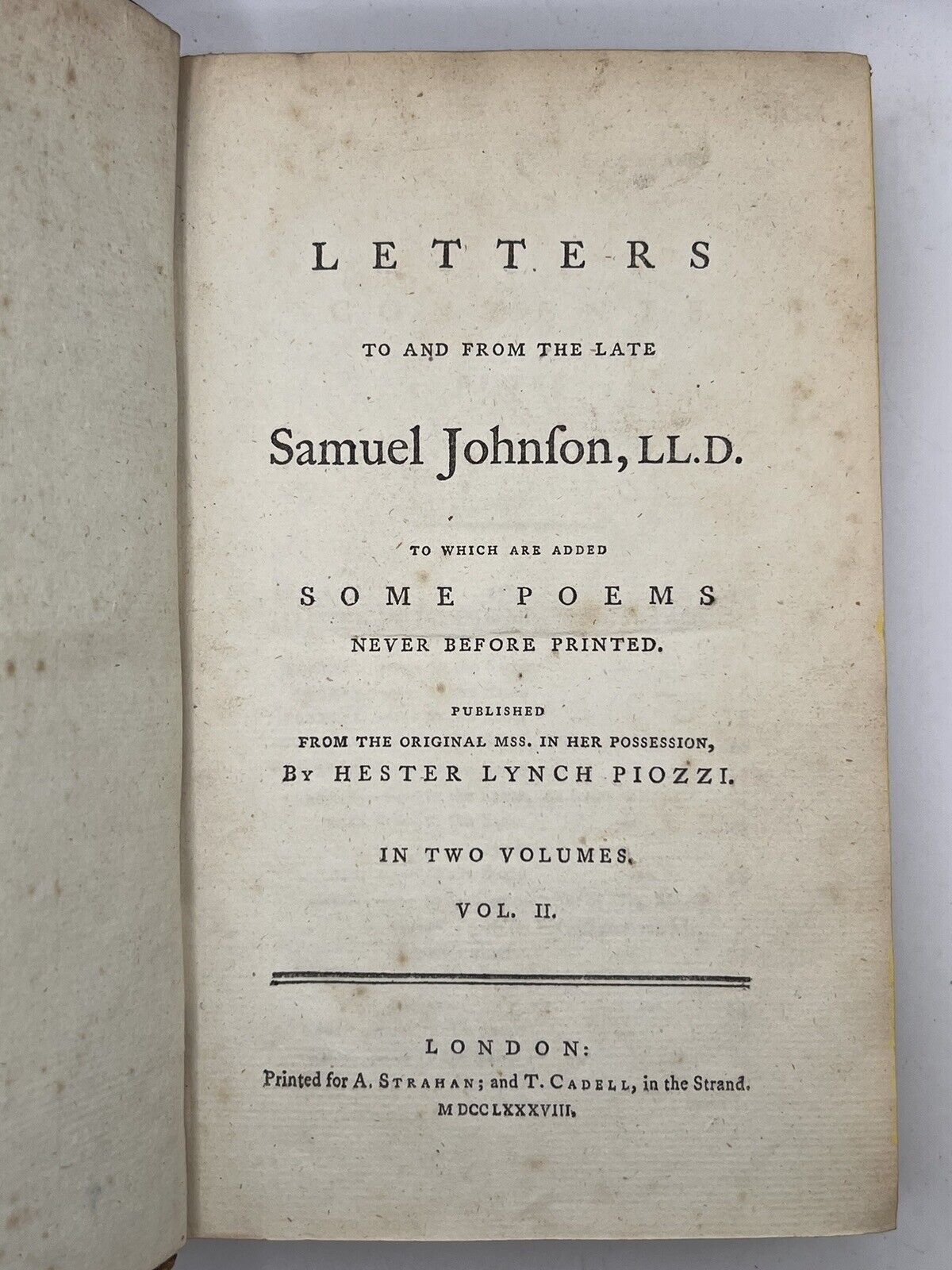 The Letters of Samuel Johnson 1788