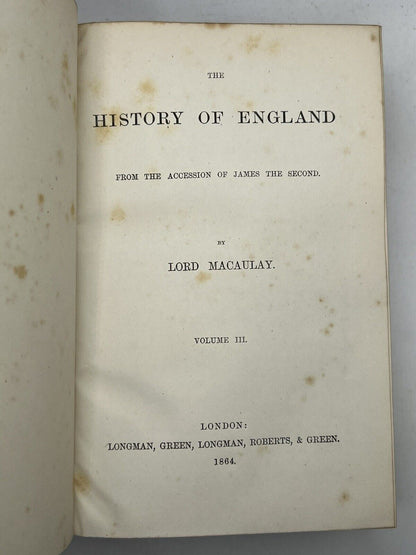 Macaulay's History of England, Essays & Writings 1863-6